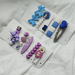 Cute Bear Bow Hair Clip Set