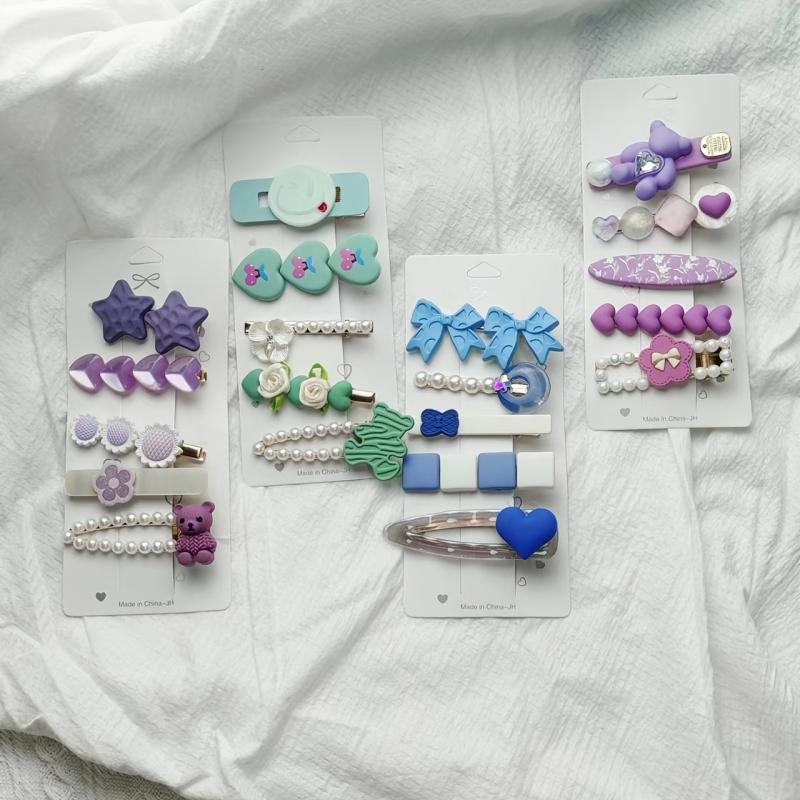 Cute Bear Bow Hair Clip Set