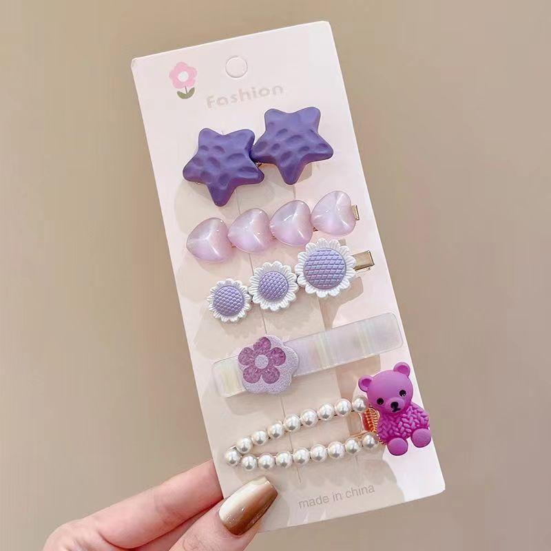 Cute Bear Bow Hair Clip Set