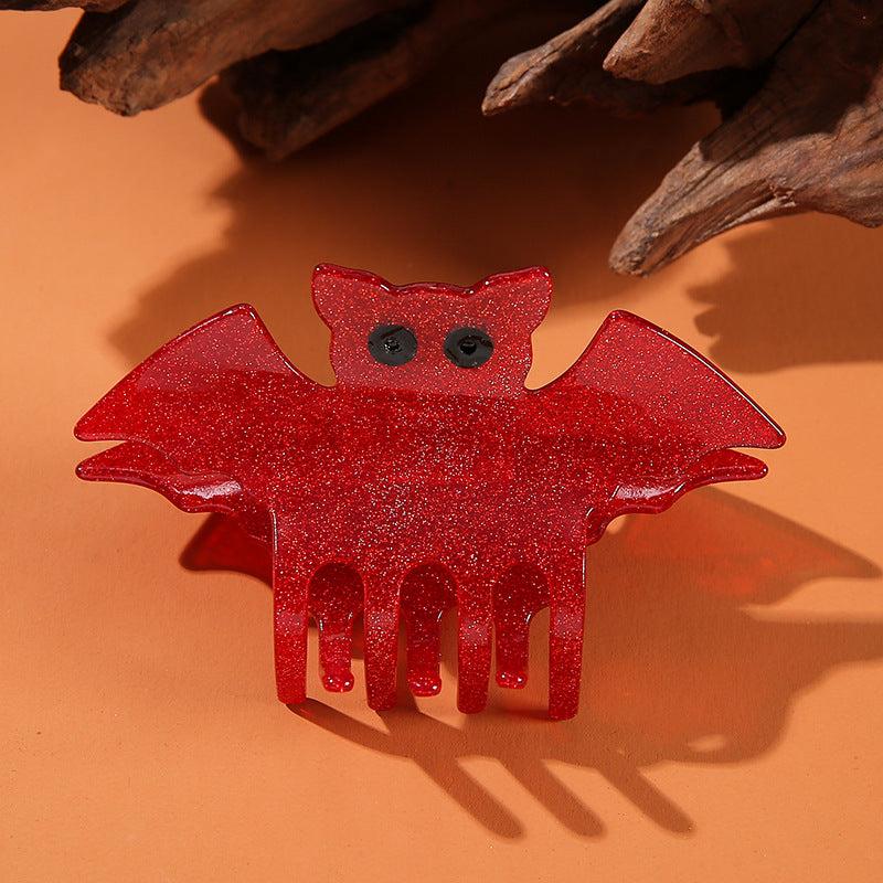 Dark Bat Hair Claw Glitter Hair Clip Halloween Party Holiday Gift