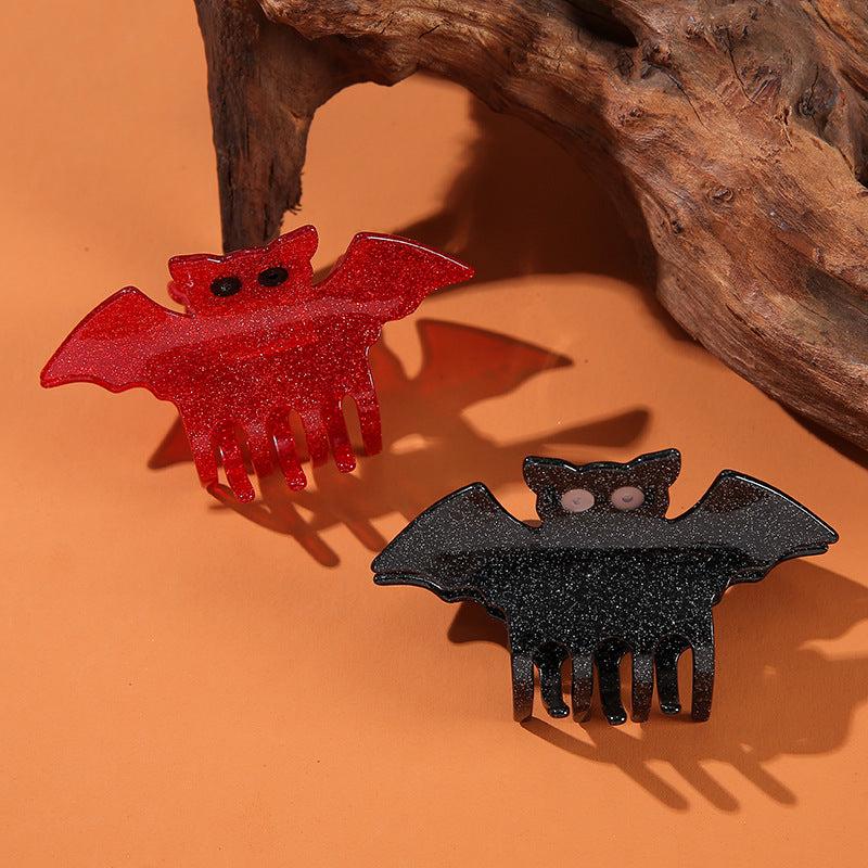 Dark Bat Hair Claw Glitter Hair Clip Halloween Party Holiday Gift