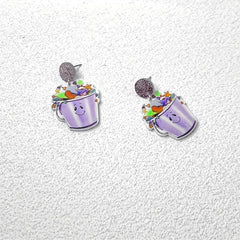 Colorful Bucket Dangle Earrings Acrylic Studs For Girls Party Holiday
