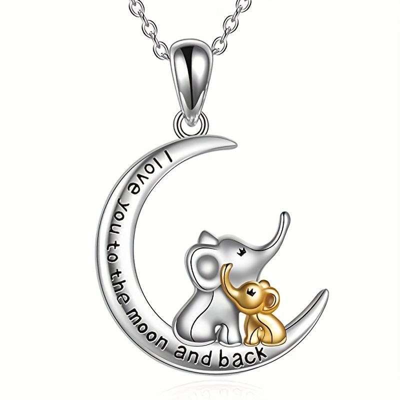 Crescent Moon Elephant Necklace for Women - Anniversary Christmas Gift Toy
