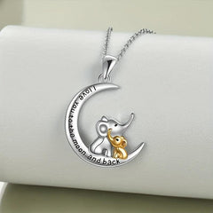 Crescent Moon Elephant Necklace for Women - Anniversary Christmas Gift Toy