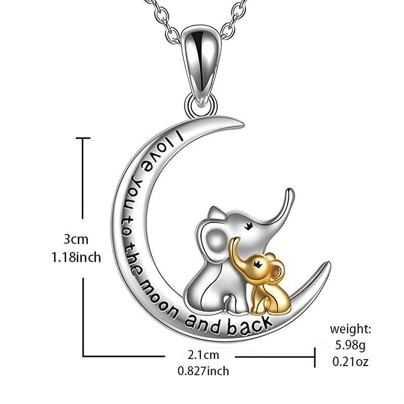 Crescent Moon Elephant Necklace for Women - Anniversary Christmas Gift Toy