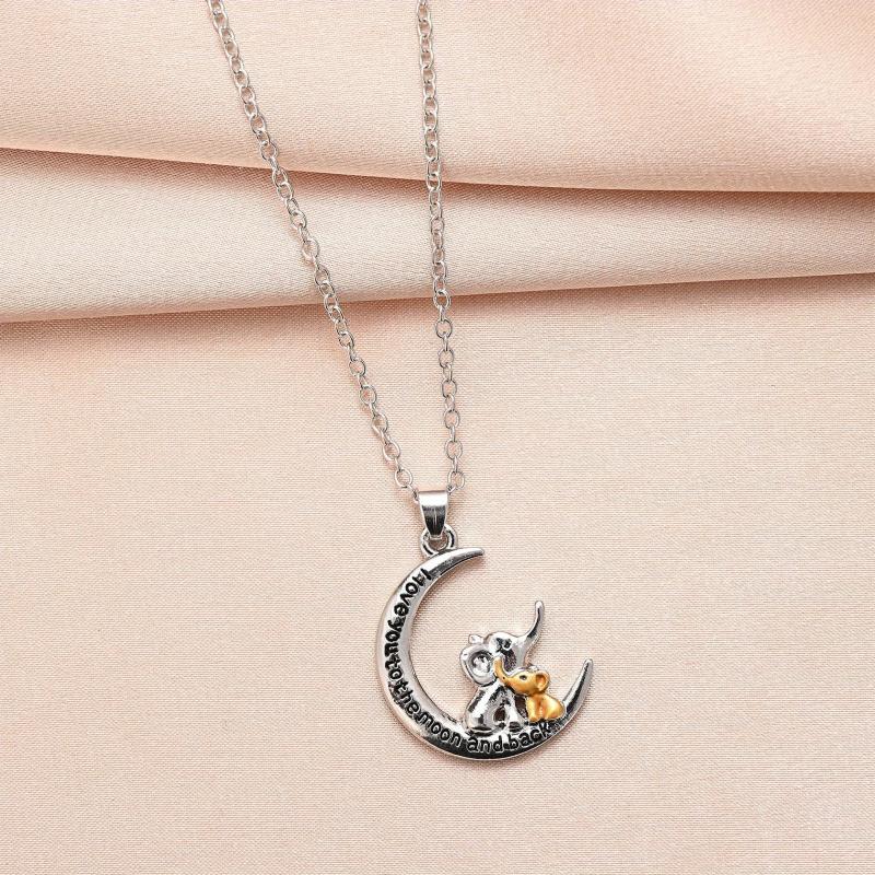 Crescent Moon Elephant Necklace for Women - Anniversary Christmas Gift Toy