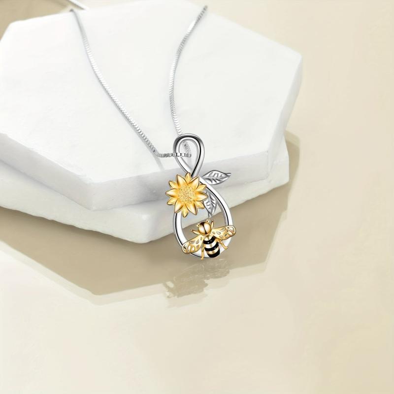 Creative Sunflower Bee Insect Necklace Toy Gift