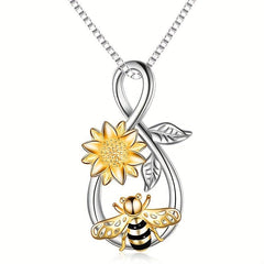 Creative Sunflower Bee Insect Necklace Toy Gift