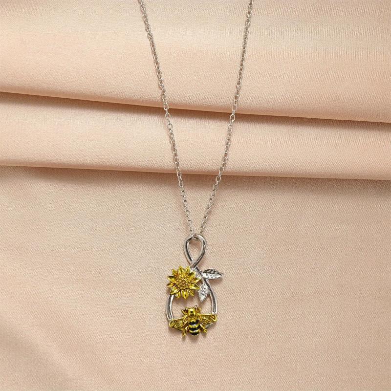 Creative Sunflower Bee Insect Necklace Toy Gift