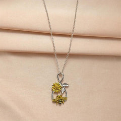 Creative Sunflower Bee Insect Necklace Toy Gift