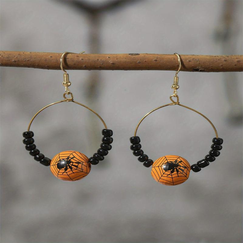 Halloween Spider Pumpkin Dangle Earrings Women Girl Jewelry Cartoon Drop