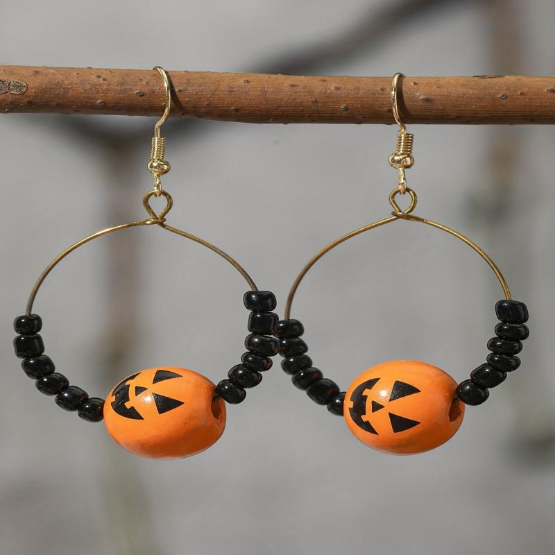 Halloween Spider Pumpkin Dangle Earrings Women Girl Jewelry Cartoon Drop