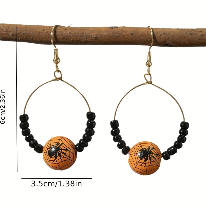 Halloween Spider Pumpkin Dangle Earrings Women Girl Jewelry Cartoon Drop