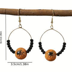 Halloween Spider Pumpkin Dangle Earrings Women Girl Jewelry Cartoon Drop