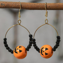 Halloween Spider Pumpkin Dangle Earrings Women Girl Jewelry Cartoon Drop