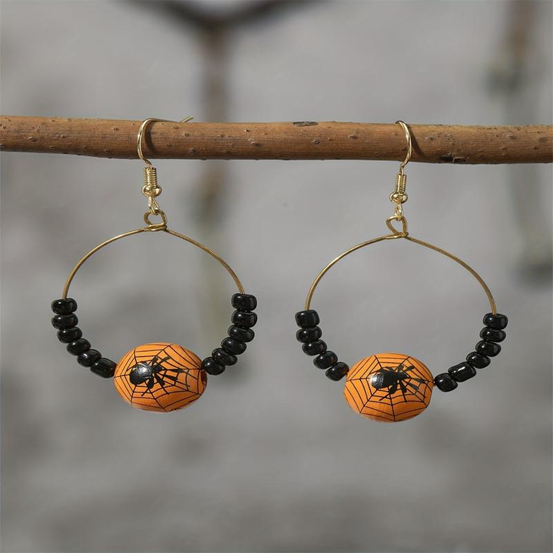 Halloween Spider Pumpkin Dangle Earrings Women Girl Jewelry Cartoon Drop