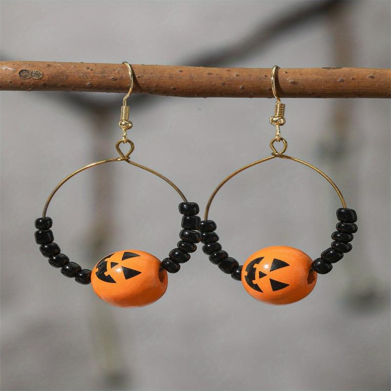 Halloween Spider Pumpkin Dangle Earrings Women Girl Jewelry Cartoon Drop