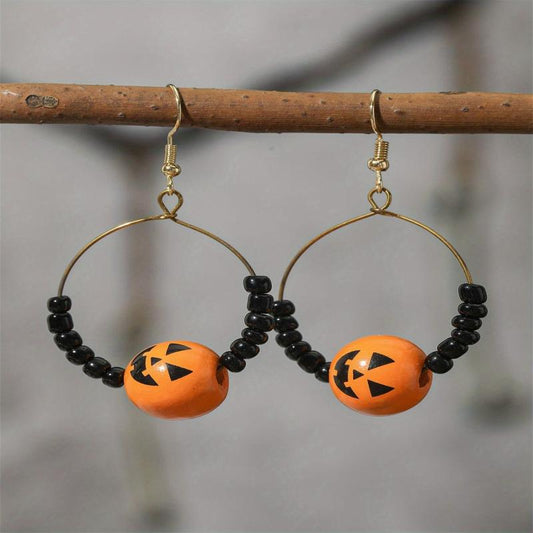Halloween Spider Pumpkin Dangle Earrings Women Girl Jewelry Cartoon Drop