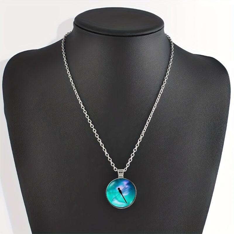 Dragonfly Crystal Bead Pendant Necklace for Men and Women