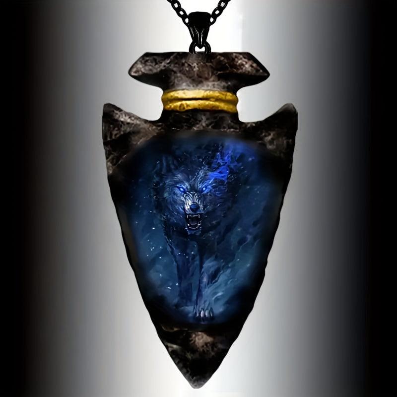 Triangle Punk Wolf Head Pendant Necklace Toy For Kids Boys Men Women