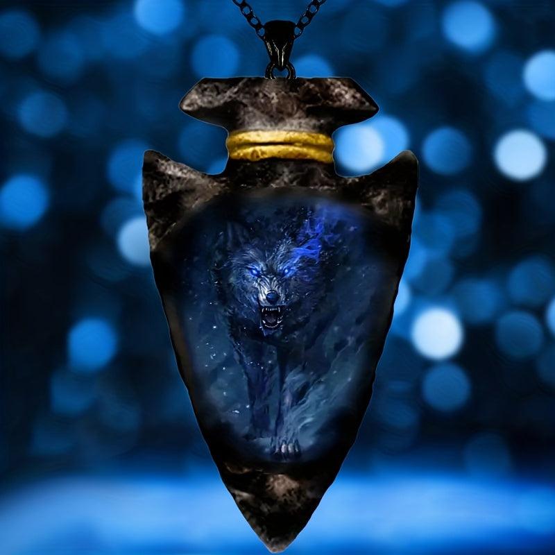 Triangle Punk Wolf Head Pendant Necklace Toy For Kids Boys Men Women