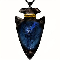 Triangle Punk Wolf Head Pendant Necklace Toy For Kids Boys Men Women