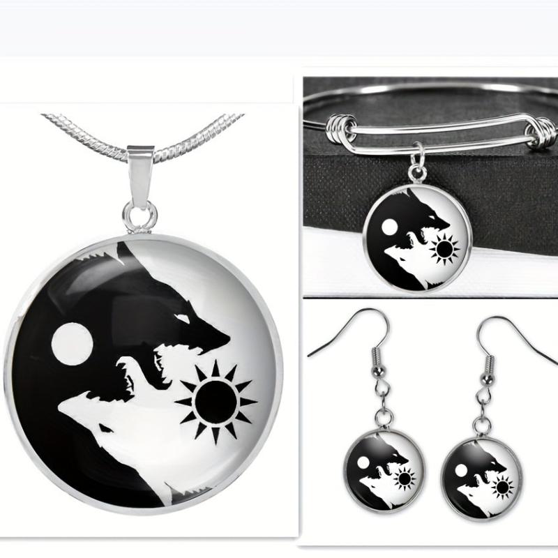 Yin & Yang Wolf Round Jewelry Set