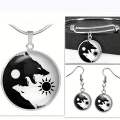 Yin & Yang Wolf Round Jewelry Set