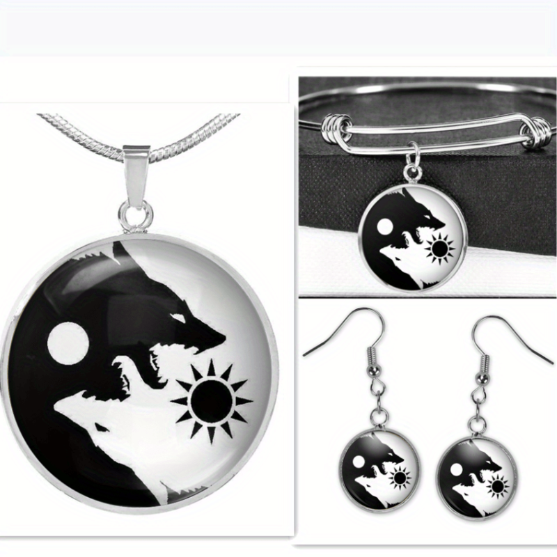 Yin & Yang Wolf Round Jewelry Set