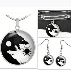 Yin & Yang Wolf Round Jewelry Set