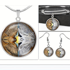 Yin And Yang Owl Pendant Jewelry Set, Halloween Christmas Gift