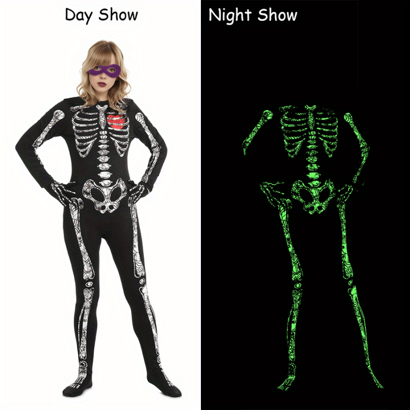 Halloween Skull Luminous Jumpsuit Set