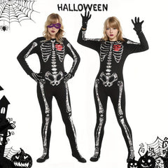 Halloween Skull Luminous Jumpsuit Set