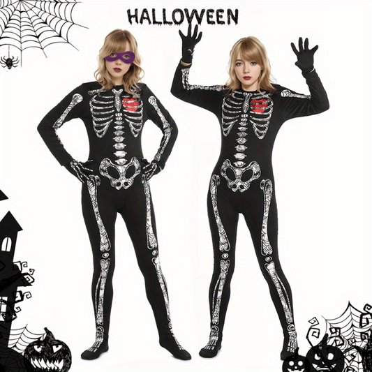 Halloween Skull Luminous Jumpsuit Set