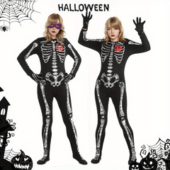 Halloween Skull Luminous Jumpsuit Set