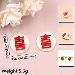 Red Festive Acrylic Earrings Female Double Wedding Ear Ornaments