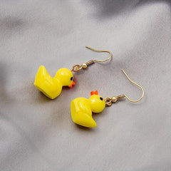 Yellow Duck Earrings Girl Cartoon Animal Jewelry