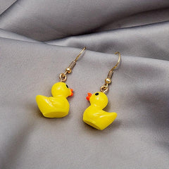 Yellow Duck Earrings Girl Cartoon Animal Jewelry