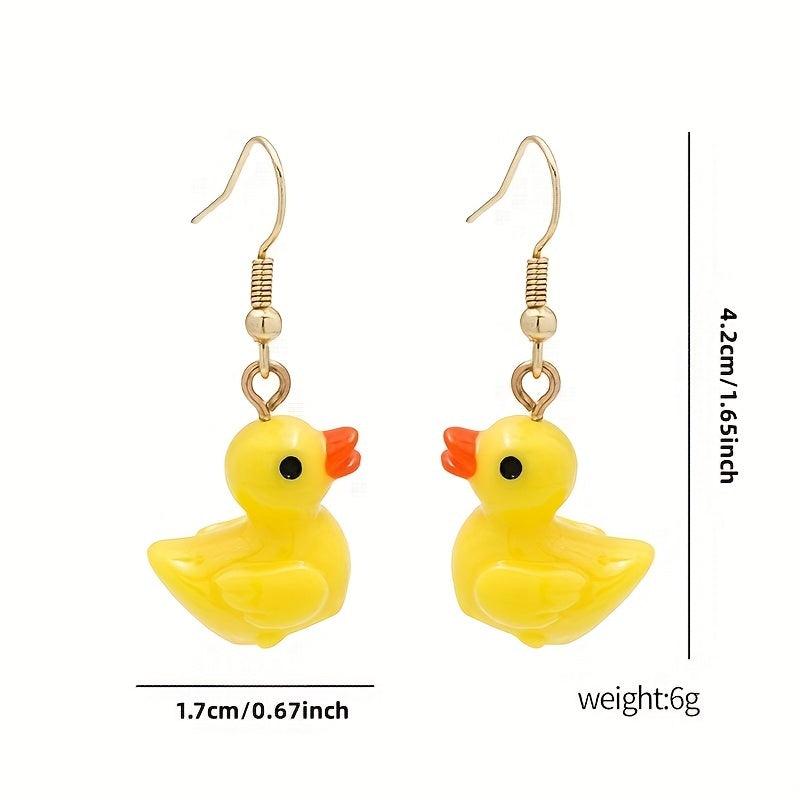 Yellow Duck Earrings Girl Cartoon Animal Jewelry