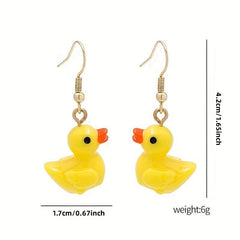 Yellow Duck Earrings Girl Cartoon Animal Jewelry