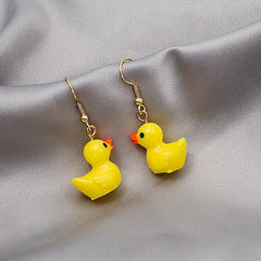 Yellow Duck Earrings Girl Cartoon Animal Jewelry