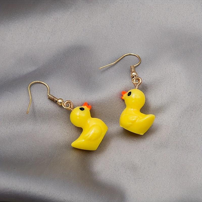 Yellow Duck Earrings Girl Cartoon Animal Jewelry