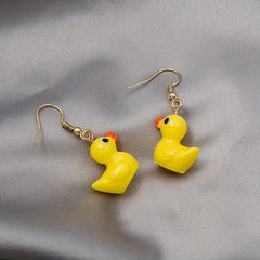 Yellow Duck Earrings Girl Cartoon Animal Jewelry