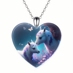Heart Pony Pattern Pendant Necklace Toy For Children