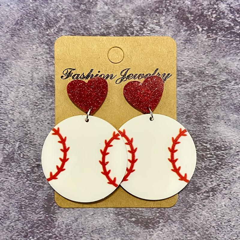 Glitter Acrylic Ball Sports Stud Earrings - Perfect Gift For Girls