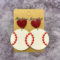Glitter Acrylic Ball Sports Stud Earrings - Perfect Gift For Girls