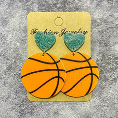 Glitter Acrylic Ball Sports Stud Earrings - Perfect Gift For Girls