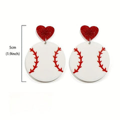 Glitter Acrylic Ball Sports Stud Earrings - Perfect Gift For Girls