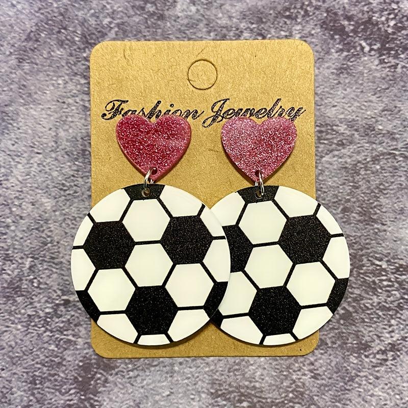 Glitter Acrylic Ball Sports Stud Earrings - Perfect Gift For Girls