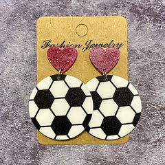 Glitter Acrylic Ball Sports Stud Earrings - Perfect Gift For Girls